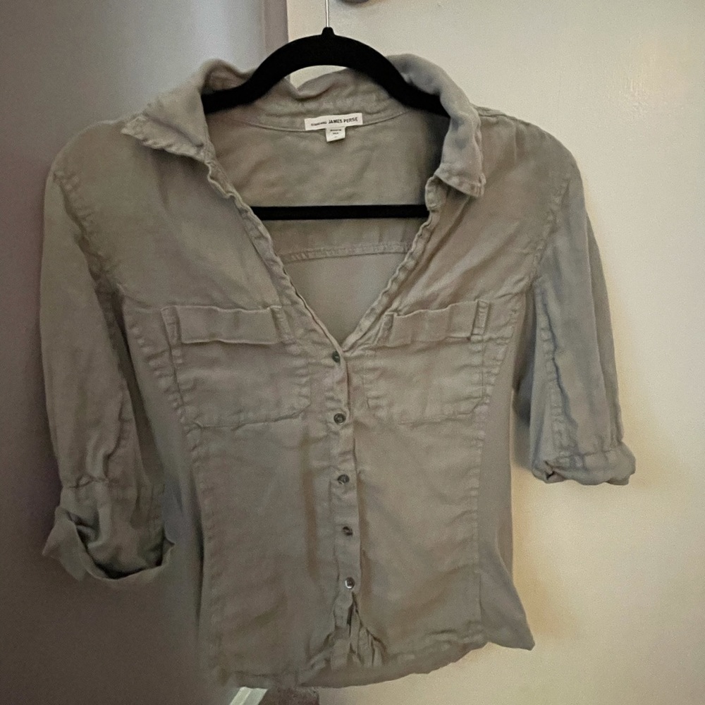James Perse button down 3/4 sleeve shirt